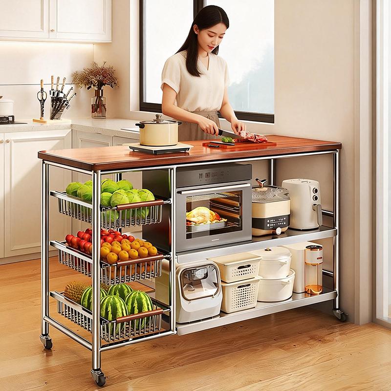 Стеллаж из нержавеющей стали Shuaishi Kitchen 304 многофункциональная корзина для овощей консоль для резки овощей стеллаж для хранения микроволновой печи