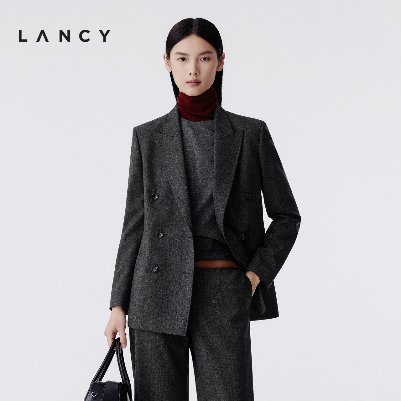 【Чистая шерсть】 Новинка зимы 2025 года от LANCY/Langzi, куртка в стиле ретро для пригородных поездок, женский профессиональный костюм высокого класса