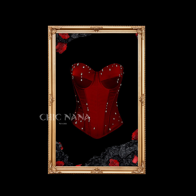 ChicNaNa blood red hot diamond сексуальный тонкий топ-трубочка с узким корсетом из рыбьей кости для верхней одежды