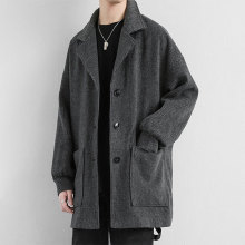 GIFISHILOW Hong Kong Light Luxury 2024 New Woolen Coat Men's High end Loose Windbreaker Woolen Coat