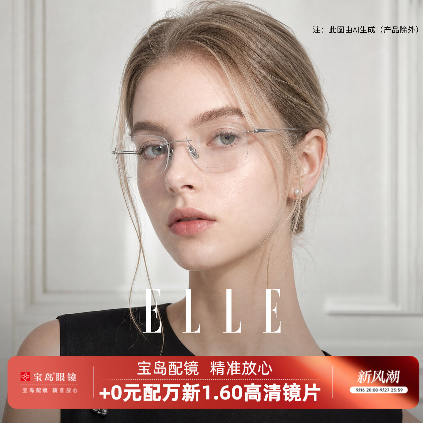 Ультралегкие очки для близорукости без полей серии ELLE Senna Light для женщин могут быть оснащены очками без оправы для астигматизма 1008 степени