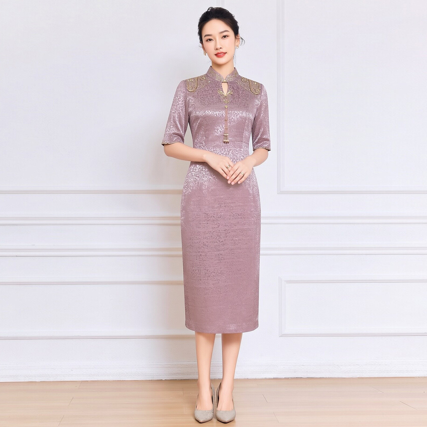 Новое китайское вечернее платье cheongsam для ведущего банкета высокого класса, платье для тостов "привет, мама", свадебное платье "привет, свекровь"
