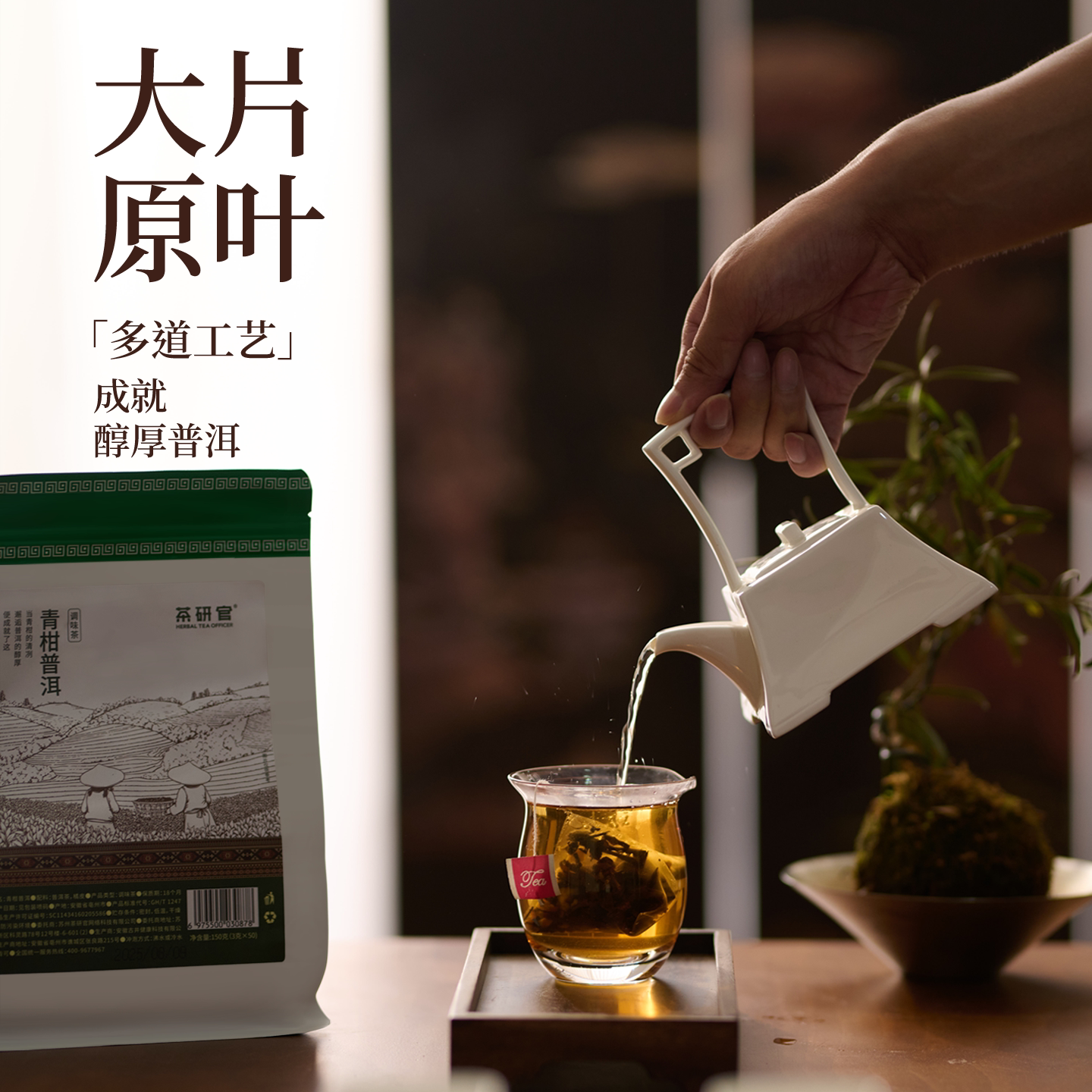 Официальный представитель Tea Research Зеленый цитрусовый чай Пуэр, листья апельсинового дерева, цедра спелого апельсина, экстракт холодного заваривания Пуэр Юньнань, плоские чайные пакетики в индивидуальной упаковке