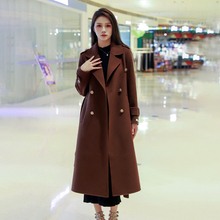 2023 Autumn/Winter New Korean Edition High end Double sided Cashmere Coat Women's Mid length Knee Double breasted Fleece Coat