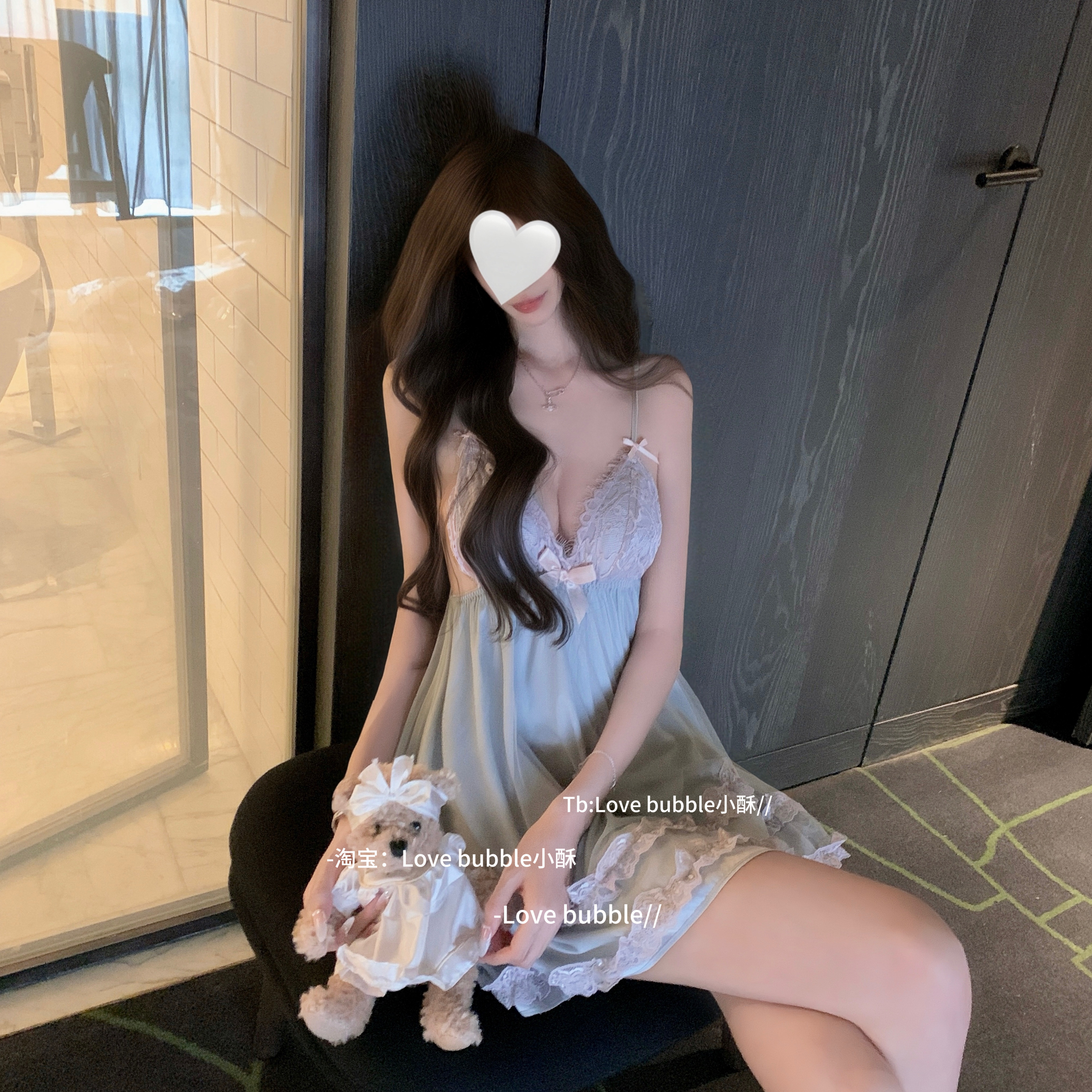 LB* Peach о сладком желании завязать сетчатую ночную рубашку-слинг кружевную французскую сексуальную женственную пижаму pure desire home service