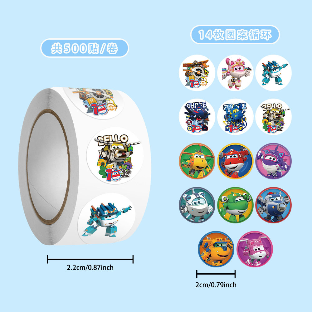 500 наклеек/рулон Super Flying Man Roll Stickers Мультяшный периферийный чехол для мобильного телефона Водонепроницаемый стакан для воды бесшовные наклейки для багажа