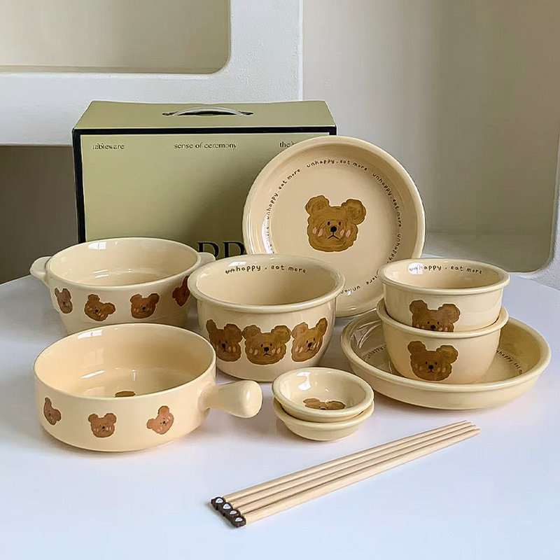 набор скандинавской посуды emo bear ins tableware рисовая миска ins wind тарелка ins wind набор посуды ins wind