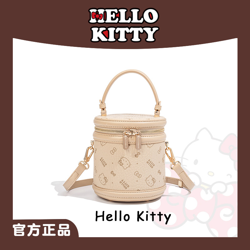 HelloKitty Sanrio Hello Kitty Цилиндрическая женская сумка Новая сумка-мессенджер через плечо Нишевая портативная сумка-ведро