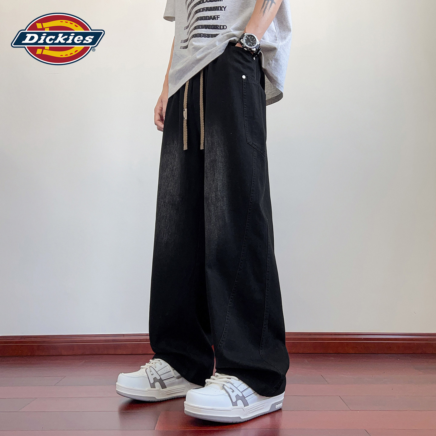 Dickies ретро потертые джинсы для мальчиков, коллекция 2026 года, новые летние прямые повседневные брюки в стиле хай-стрит с широкими штанинами