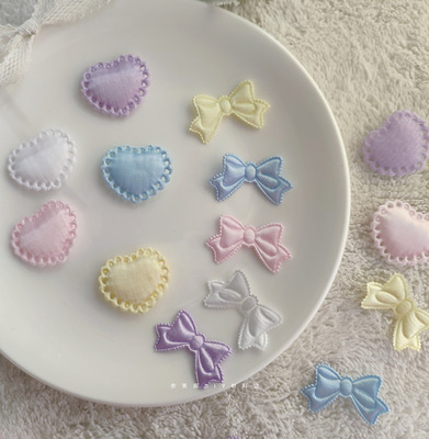 taobao agent 超声波马卡龙压花爱心蝴蝶结小布贴diy饰品发饰材料配件满包邮