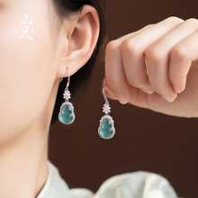 Jade gourd earrings, natural ice type jade earrings, new Chinese style Chinese style earrings, Mother's Day gift jewelry, Yue'an