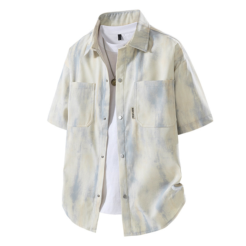 Рубашка с короткими рукавами Tie-dye, мужская летняя тонкая куртка tide, брендовый костюм ruffian, красивый мужской пиджак, одежда для мальчиков в комплекте