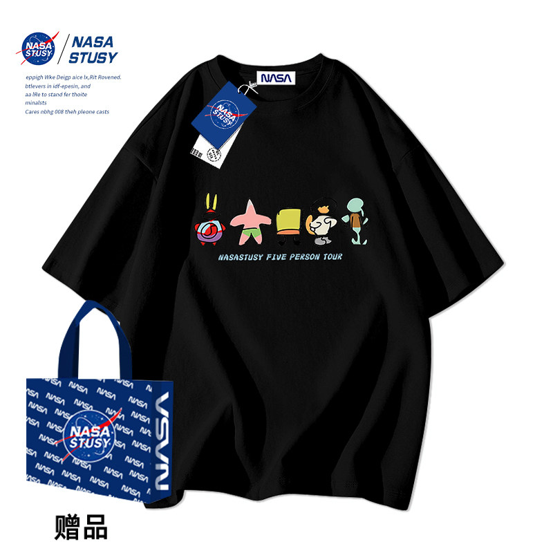 NASA STUSY American high street, новинка 2026 года, летняя мужская одежда, бренд couple tide, мужская футболка с короткими рукавами