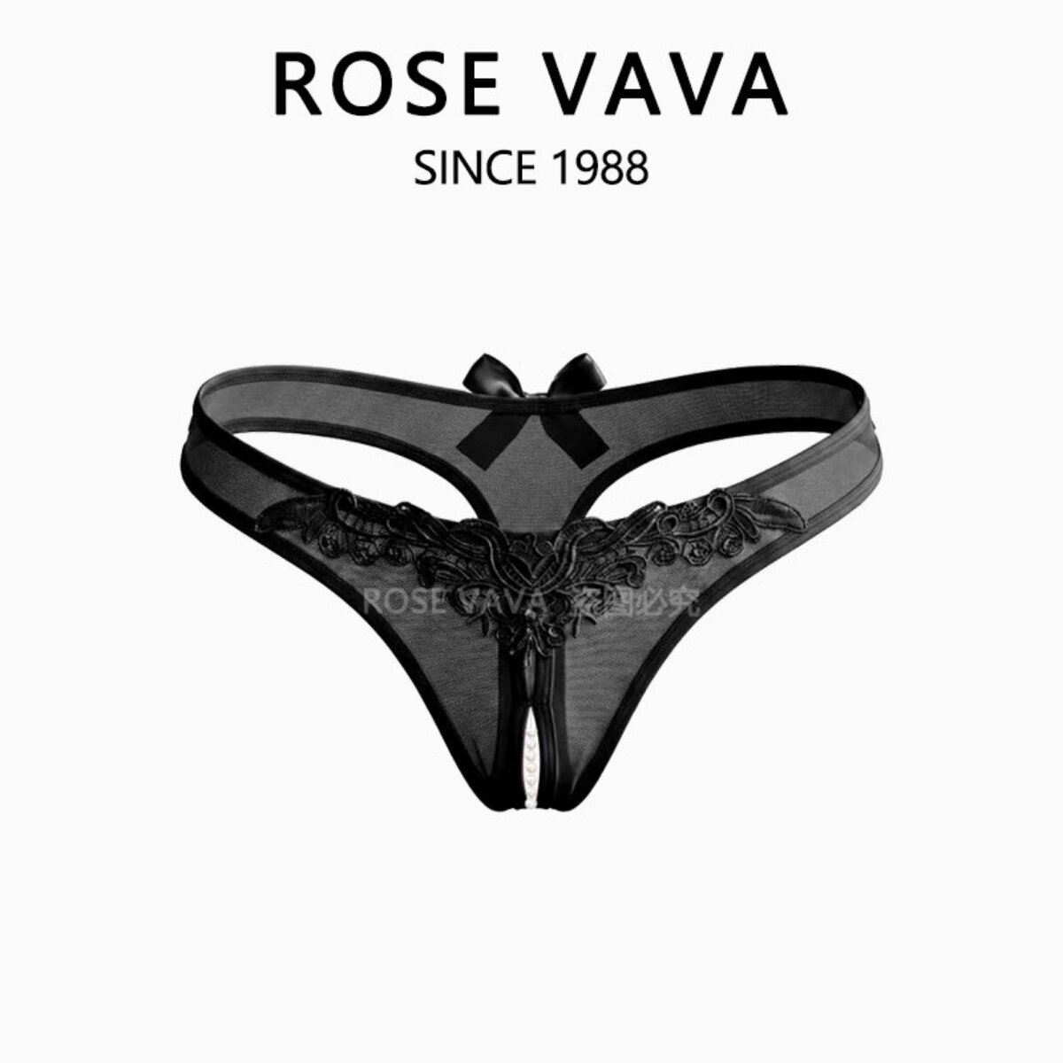 Женские сексуальные трусики ROSE VAVA с прозрачной кружевной вышивкой и жемчужной массажной стимуляцией, футболки-стринги
