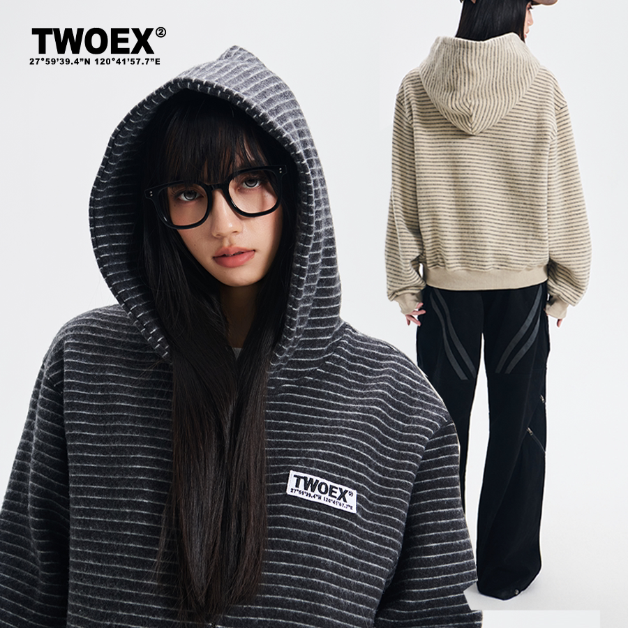 [Управляется Хуан Минхао] Официальный магазин TWOEX2, кардиган с капюшоном и вышивкой на груди, американский повседневный свитер