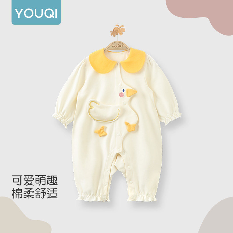 Youqi baby/ цельный комбинезон осень 2026, одежда для новорожденных, детская одежда, супер милый комбинезон в западном стиле