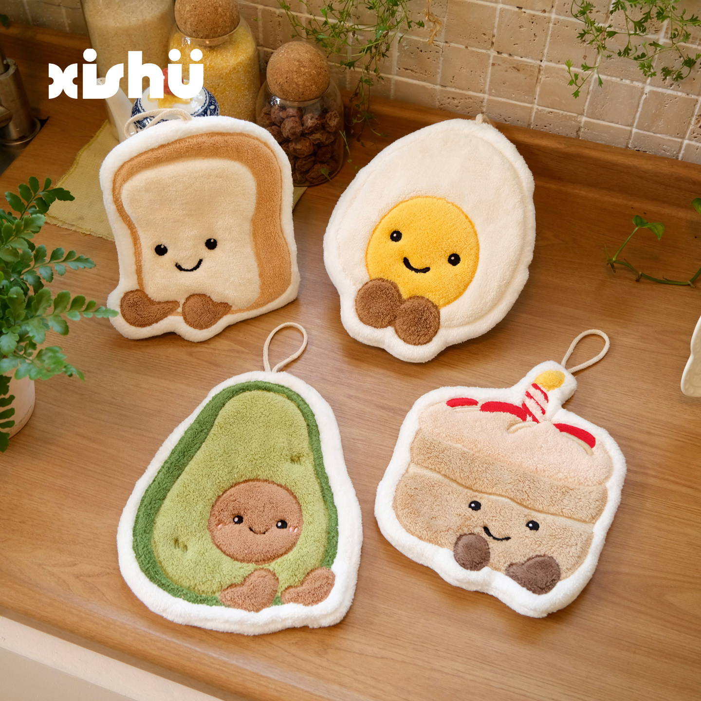 Cute cartoon hanging hand towels for kitchen, bathroom, and toilet...