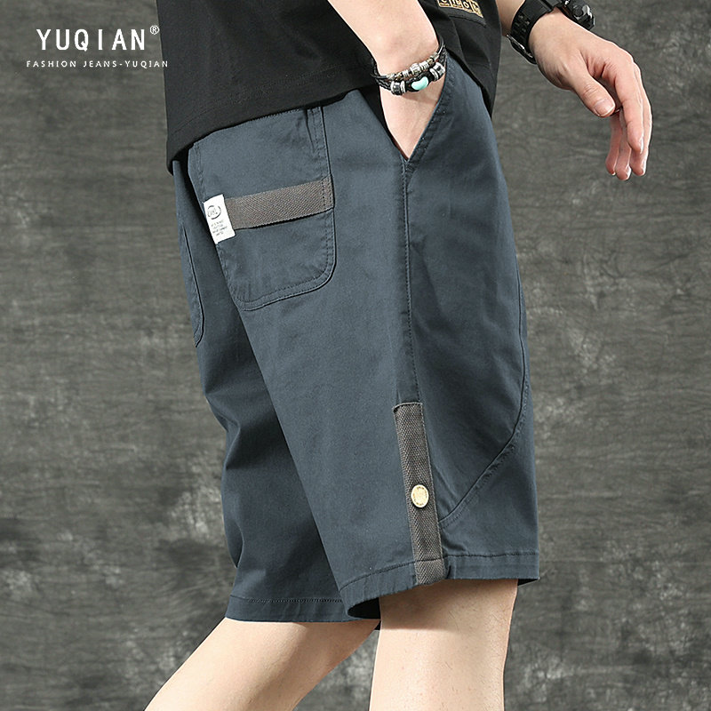 Японские шорты в стиле ретро, мужские тонкие свободные брюки с прямыми штанинами, трендовые универсальные спортивные брюки в функциональном стиле с несколькими карманами, пятиточечные брюки