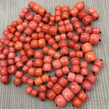 Five year old shop with three colors of coral bucket beads, drum beads, round beads, pair beads, bracelets, 108 Tibetan jewelry