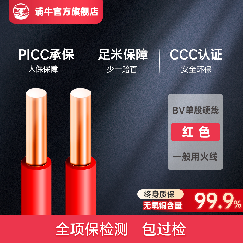 Wire national standard 2 5 square meters copper core wire BV1 5 2 5 4 6 10 16 square meters household single core hard wire