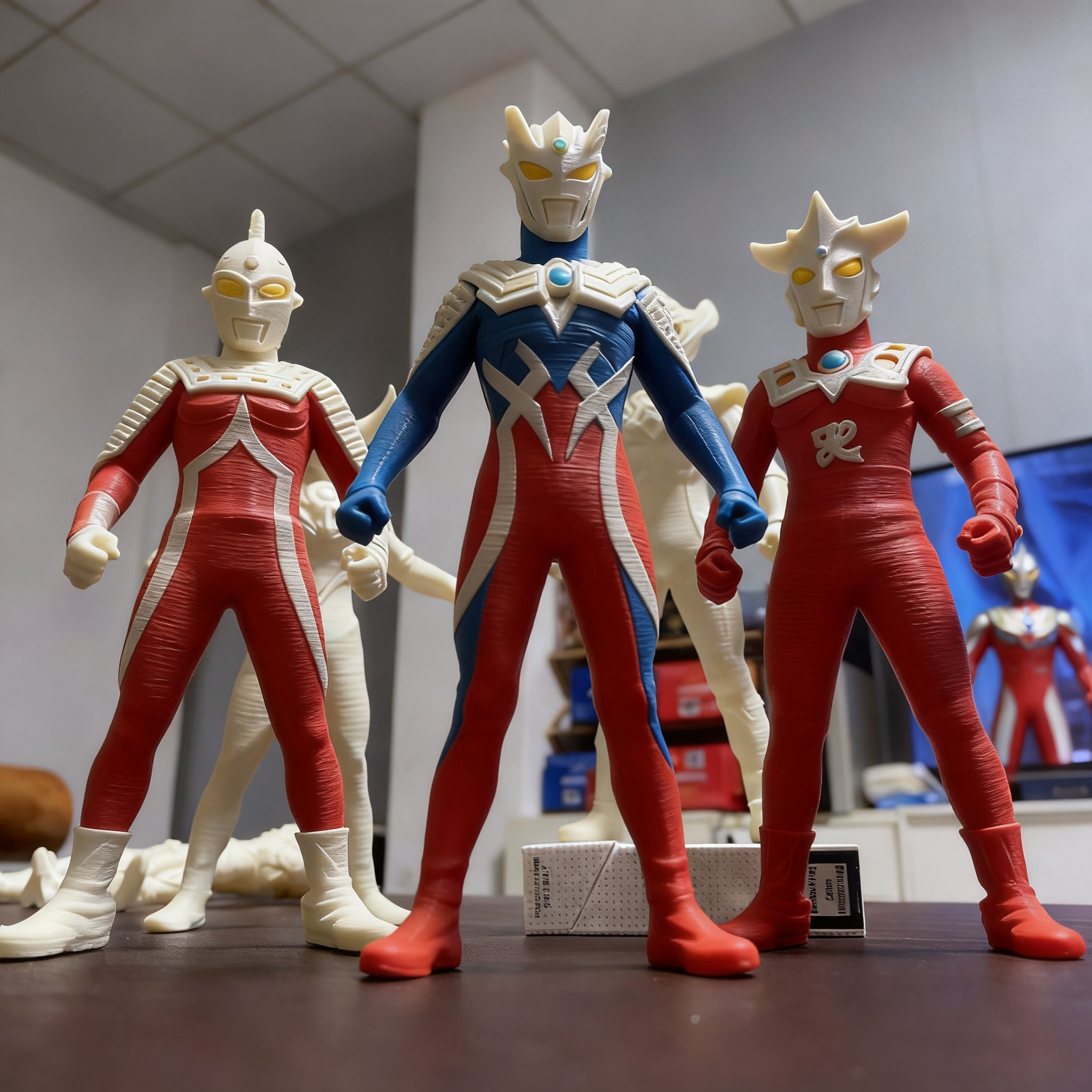 Ультрамен 3D стерео печать diy ручная работа заполнение белой формы цветной росписью гипсовая кукла раскраска формы детская кукла
