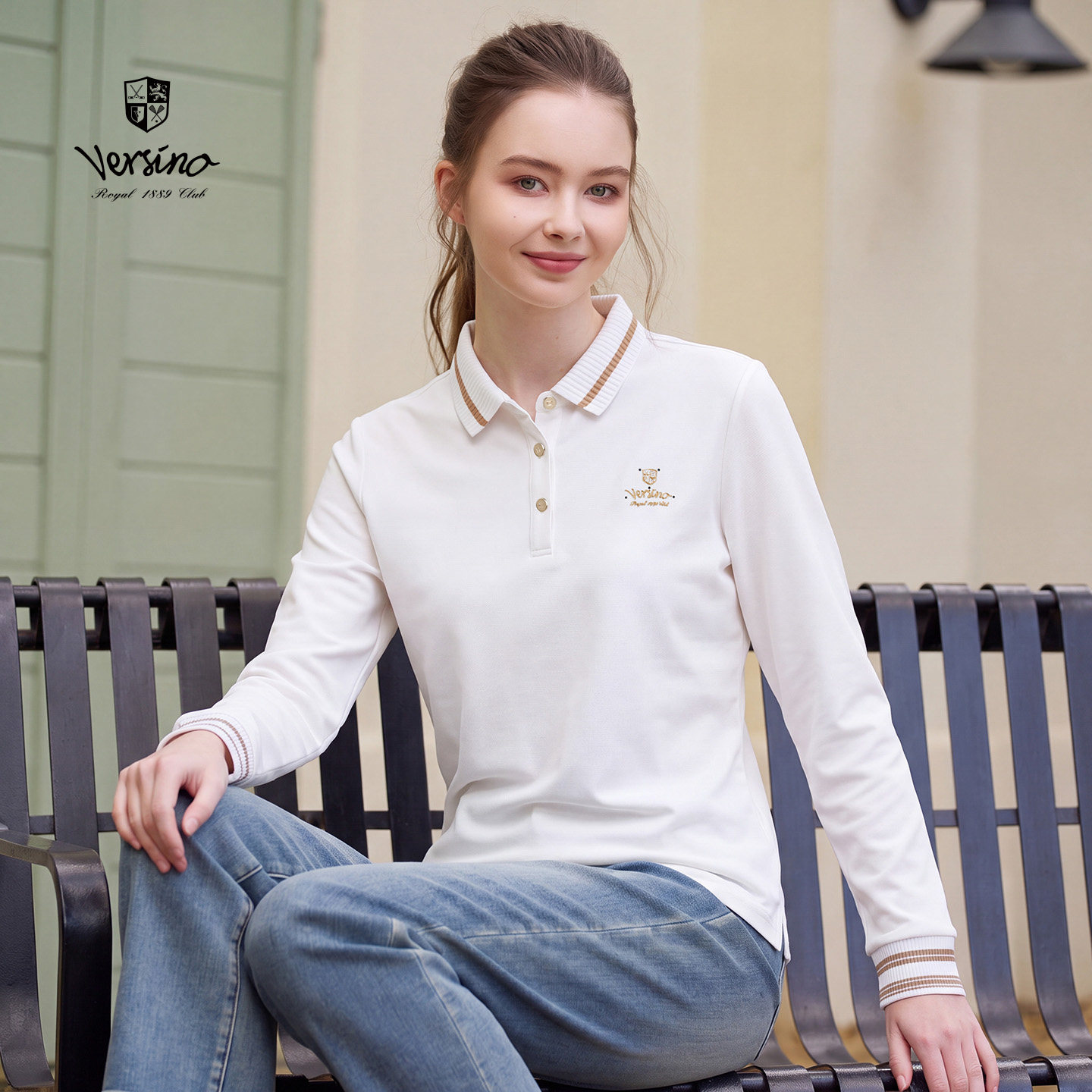 Versino/Vansino Autumn New Style Simple Style Versatile Comfortable Polo Shirt Lapel Age-Reducing Pullover Top for Women