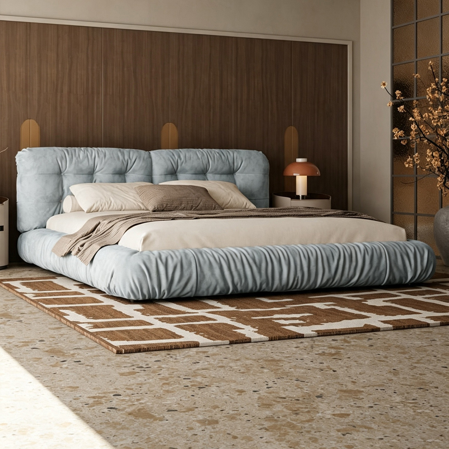 Итальянская минималистичная кровать Burlington cloud bed тканевая кровать высокой четкости, современная минималистичная мягкая сумка, большая квартира, главная спальня, двуспальная кровать