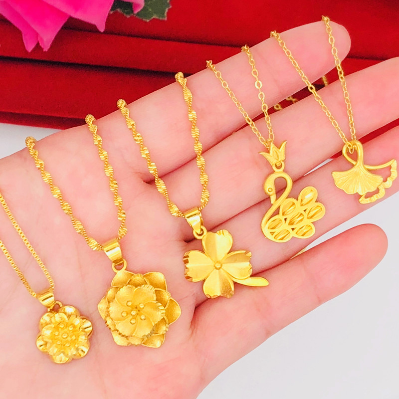 Новое стильное песочно-золотое ожерелье, женское медное позолоченное ожерелье с имитацией золотого цветка четырехлистного клевера, ожерелье золотого цвета с гинкго билоба, цепочка для ключиц, ювелирные изделия