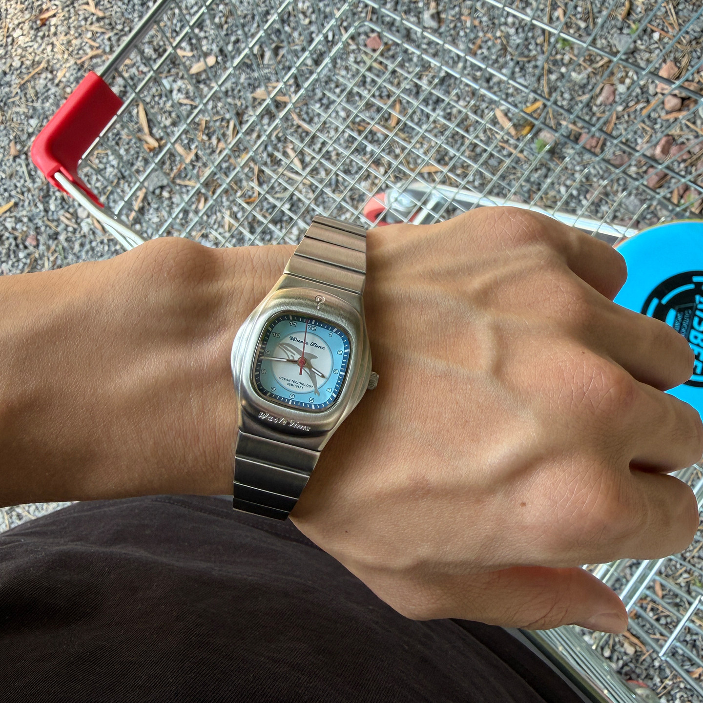 Часы Awasteoftime Waste Time Dolphin с оригинальным дизайном и контрастным цветом циферблата y2k, персонализированные кварцевые часы