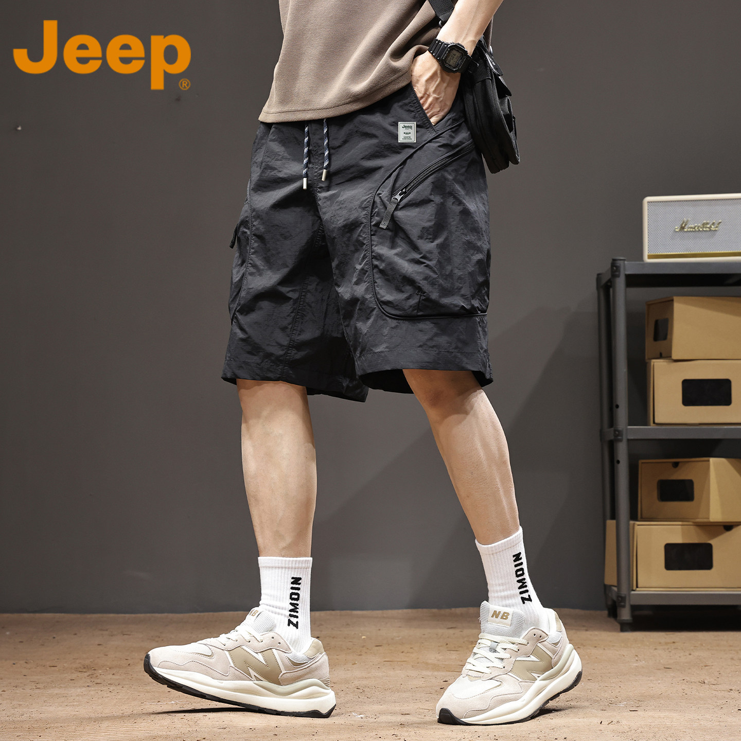 Повседневные шорты JEEP Jeep American tooling ice silk повседневные шорты JEEP American tooling ice silk мужские 2026 летние тонкие спортивные универсальные быстросохнущие брюки с пятью точками