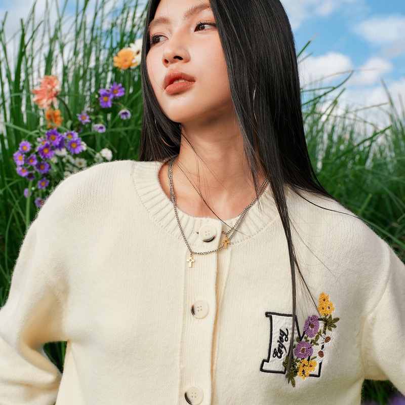 Линия цветочной вышивки, простой кардиган, свитер для мужчин и женщин, бренд tide, ленивый стиль, пара свитеров с длинными рукавами, куртка