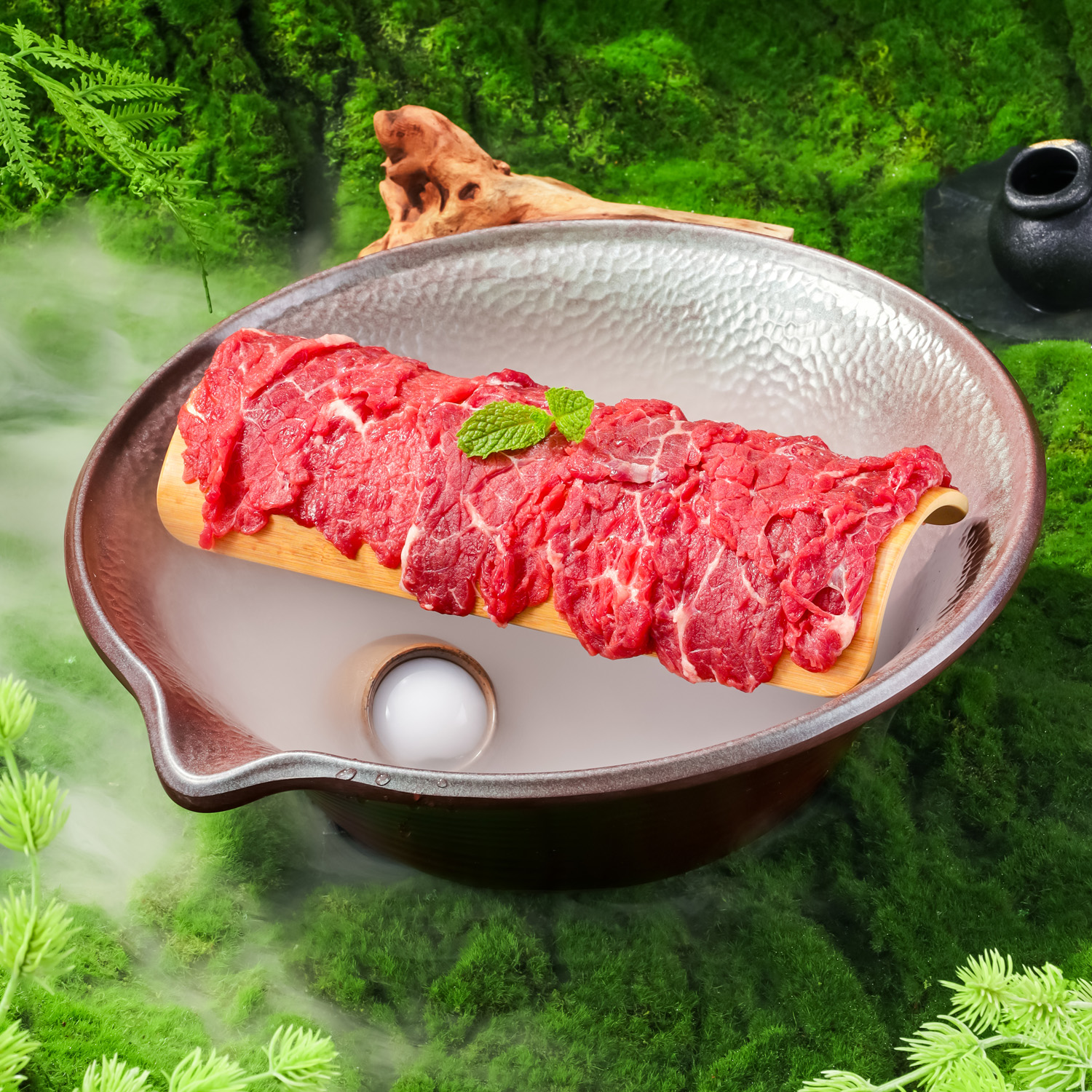 Меламиновый имитационный фарфор mountain wild wind mountain slow hot pot ресторан с такой же специальной посудой круглая тарелка с говядиной в виде утконоса и снежинки рекламный ролик