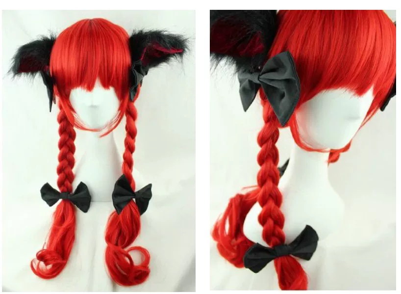 Oriental Project Flame Cat COS wigs plush ears bowing hair ornament