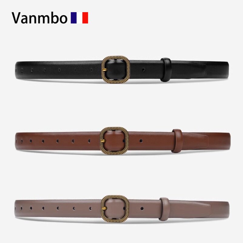 Топ роскошных повседневных джинсов Vanmbo Vanmbo, женский универсальный модный джинсовый ремень коричневого цвета в стиле ретро с глянцевым покрытием