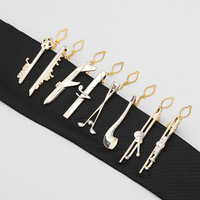 Boutique fashion personality tie accessories men's suit piercing clip sailing aircraft musical instrument creative collar double color
