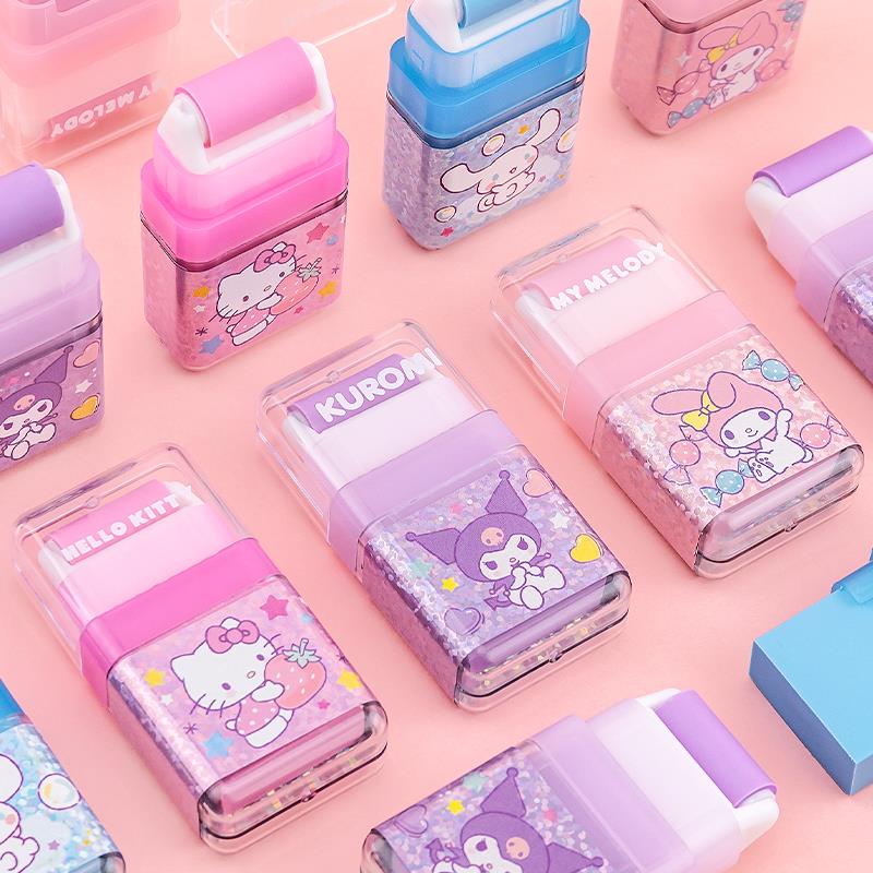 Новинка 2025 года, роликовый ластик Sanrio Kulomi Hello Kitty для учащихся начальной школы, Мелодия, коричная собачья кожа, милая