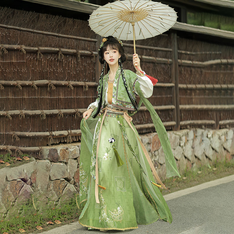 Оригинальный женский костюм Xiuding Hanfu [Мяоцзян] с вышивкой в стиле Тан Хуаци, пуловер с круглым вырезом и плиссированной юбкой, осенне-зимний костюм Hanfu