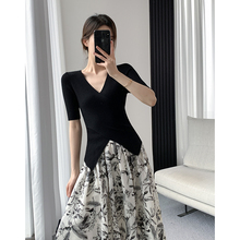 FT GUOGE floral skirt for women's summer 2024 new French high waisted slim temperament mid length umbrella skirt