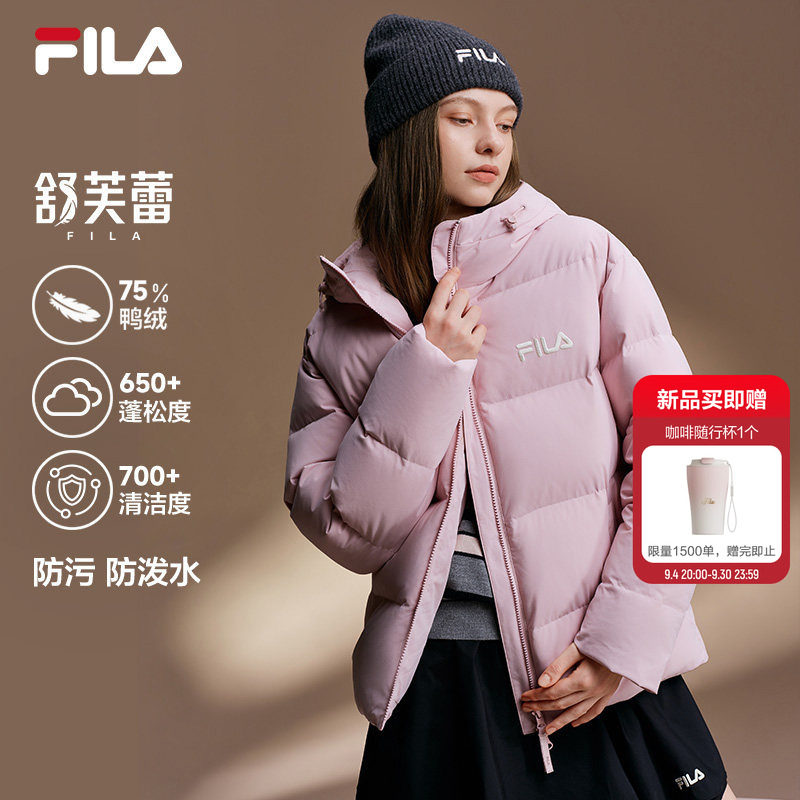 Пуховик FILA couple с капюшоном для женщин, зимняя куртка с капюшоном 2025 года, красочная ветрозащитная теплая водоотталкивающая куртка для мужчин
