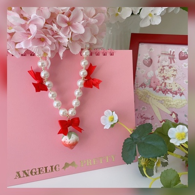 taobao agent 【芝士猫手作】优雅系珍珠百搭AP草莓蝴蝶结lolita小物锁骨项链