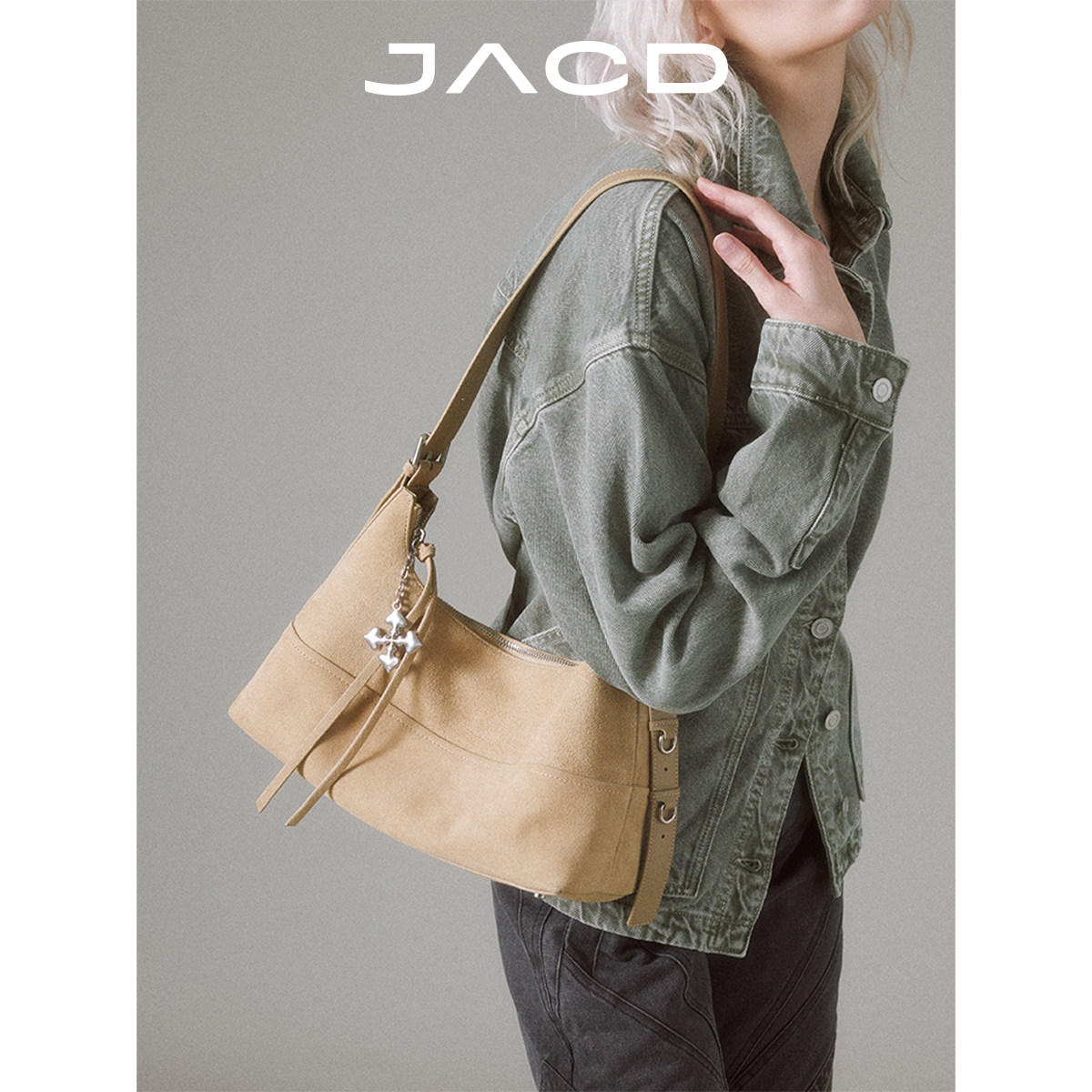 JACD 【Мягкое заживление】 Ретро кожаная сумка для подмышек женская 2026 новая замшевая сумка через плечо женская сумка-мессенджер