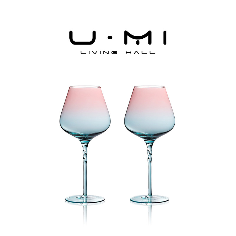 U Mi LIVING * Haiyue | Винный набор Градиентный розовый бокал для шампанского Ice Blue Бытовой Хрустальный бокал