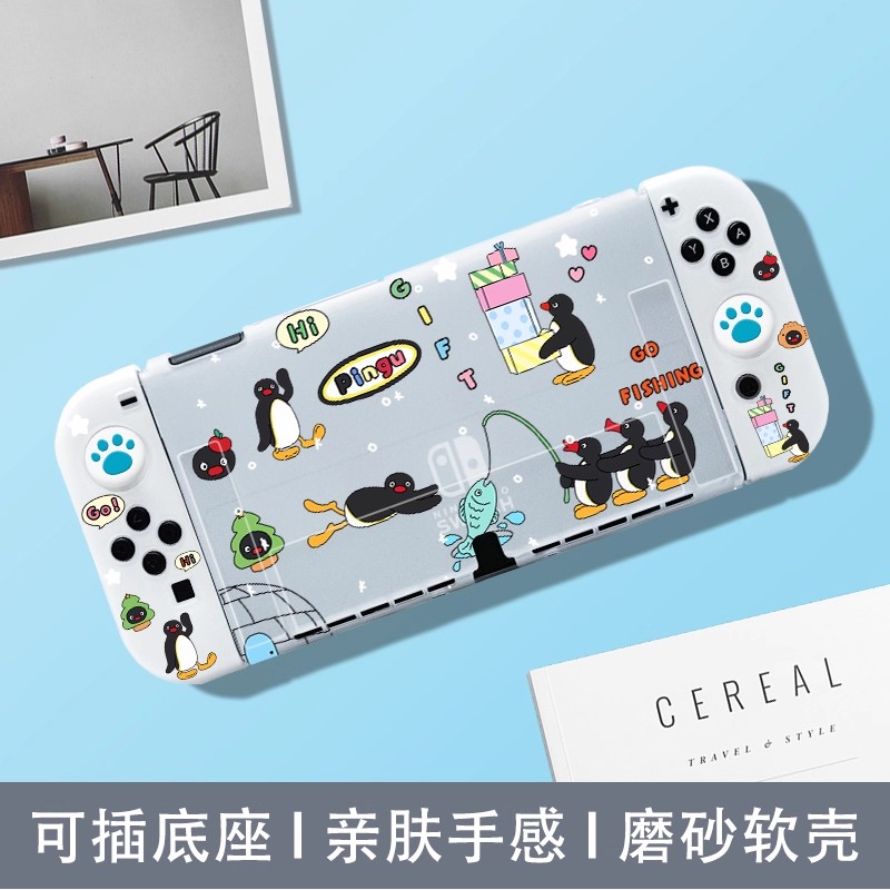 Защитная оболочка Nintendo switch, чехол для ручки, мягкий силиконовый корпус игровой консоли switcholed, матовый прозрачный oled-дисплей, отдельная подключаемая база, сумка для хранения "все включено", аксессуары penguin
