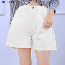 Short shorts for women with high waist and wide legs, loose fitting pure cotton casual wear, white A-line 2024 new style