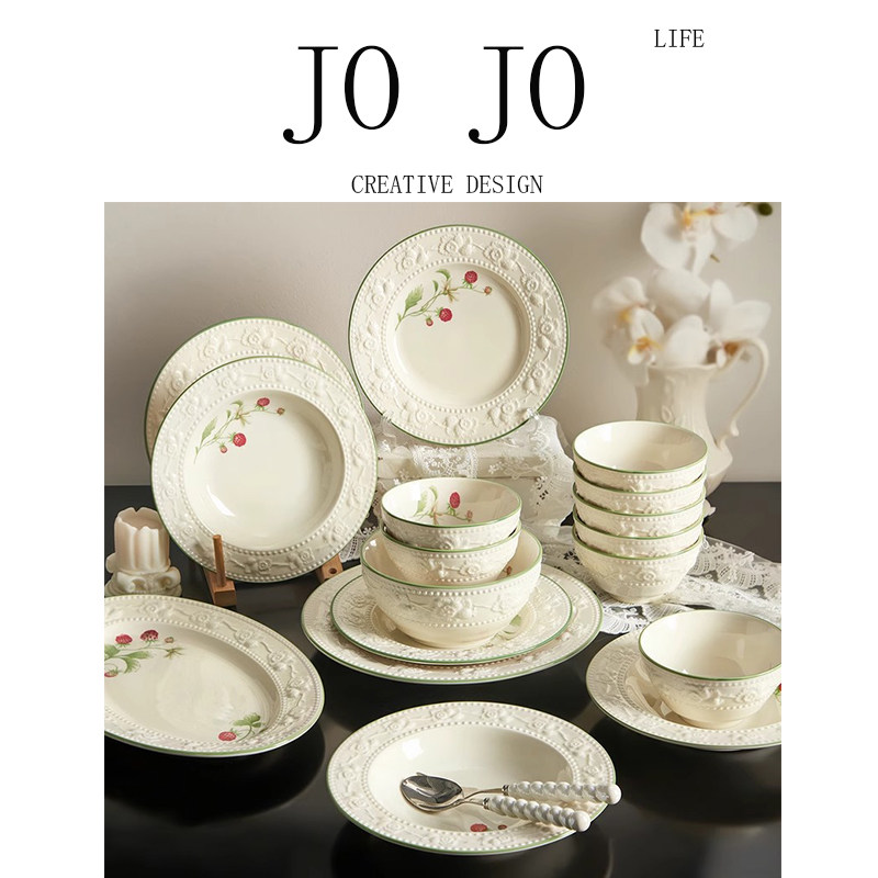 Посуда JOJO tableware 2026 новые бытовые цветные чаши, тарелки и сервиз для сервировки стола с подглазурью, подарочные чаши на новоселье и палочки для еды