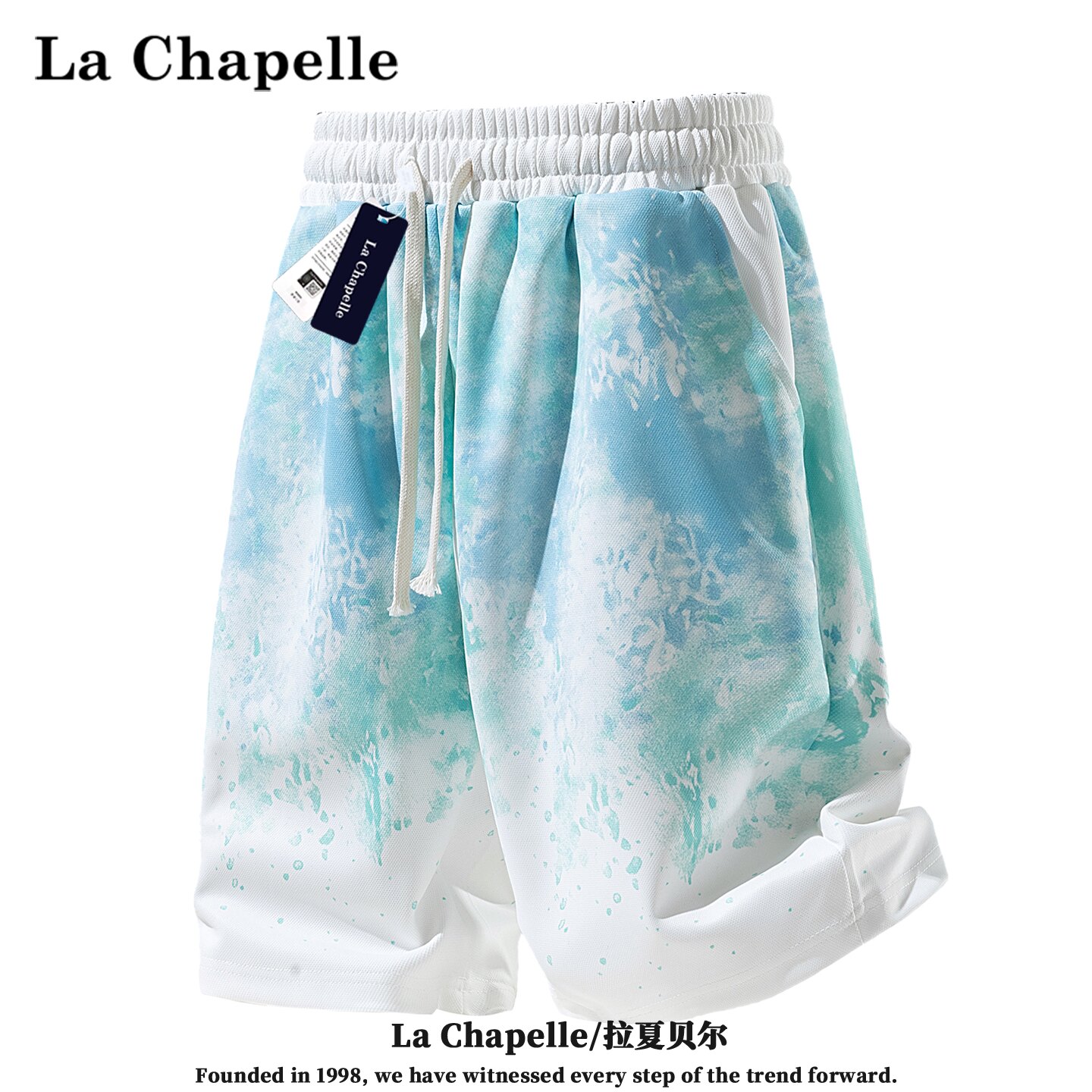 La Chapelle 2026 бренд tide, новые летние американские брюки с градиентным рисунком в стиле тай-дайс из ледяного шелка с пятью точками, мужские спортивные шорты