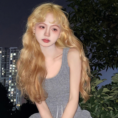 taobao agent 幸福小鱼苗亚麻假发全头套女jk女团风浅色lolita洛丽塔长卷发