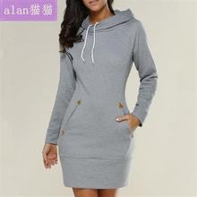 New2023 Ladies Winter Hooded Dresses Women Dress C