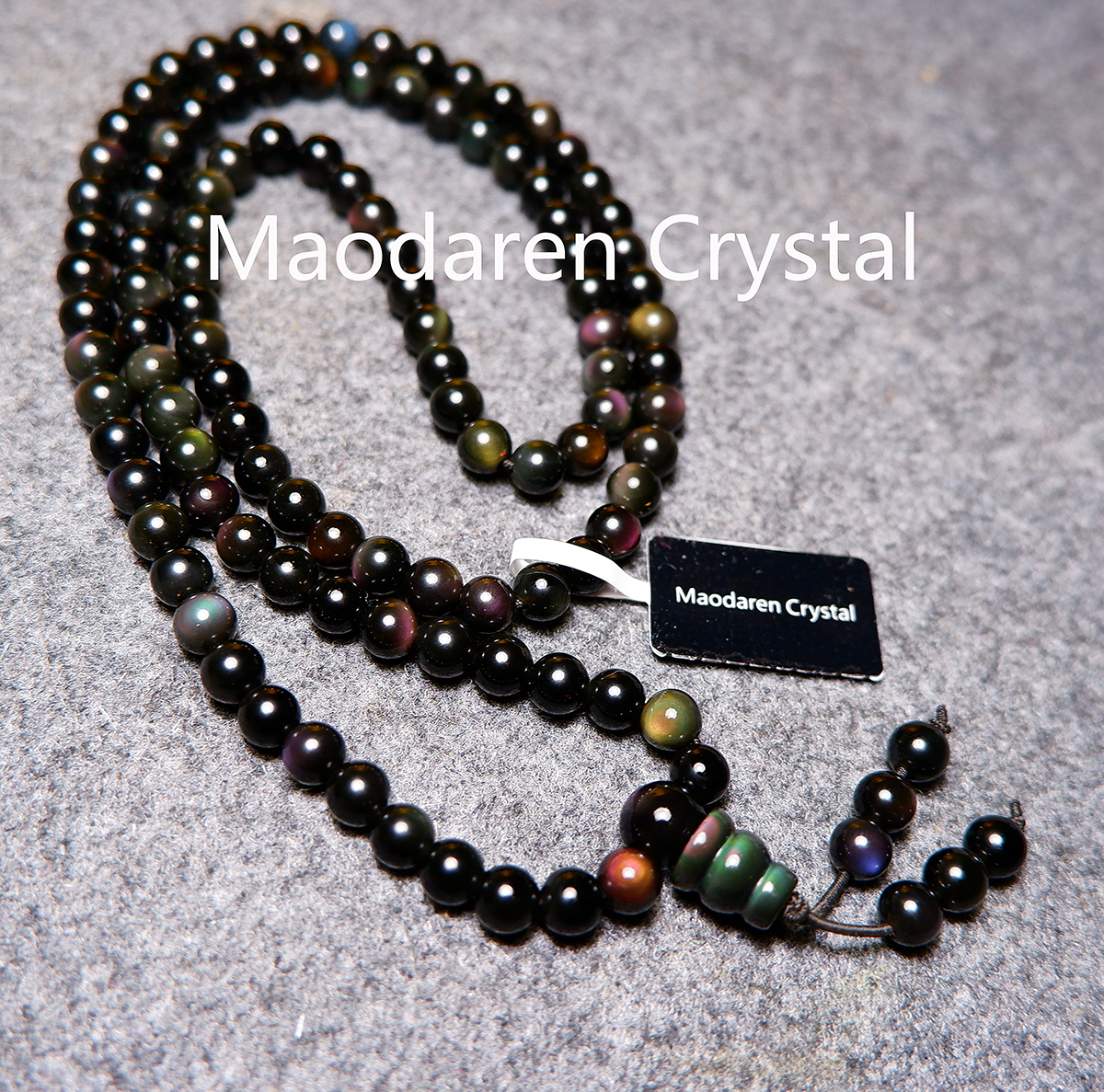 [Рекомендовано мастером] Натуральный обсидиан с двойным радужным глазом, 108 браслетов, женские бусы, Год змеи, браслет на День рождения