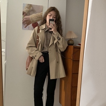 Leisure trench coat for women's spring and autumn new hot selling small stature, British style temperament, popular mid length coat this year